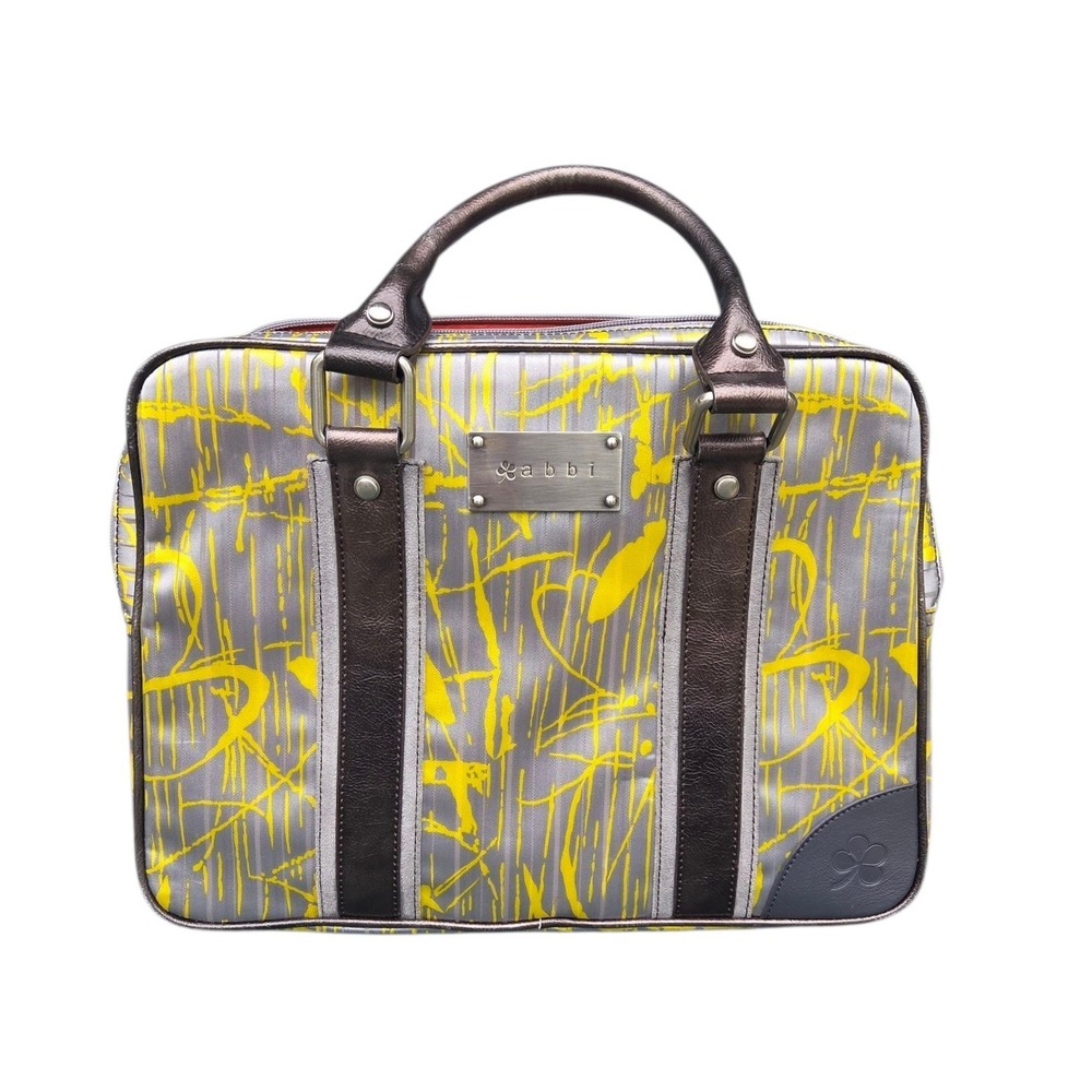 Abbi Nylon and Leather Quilted Padded Laptop Crossbody Shoulder‎ Messenger Bag